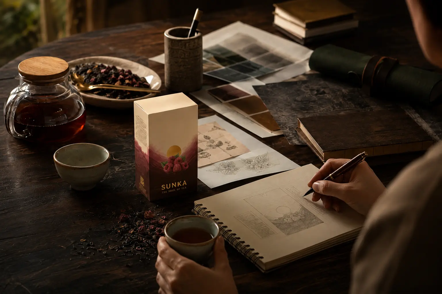 Ingredientes y productos SUNKA sobre una mesa